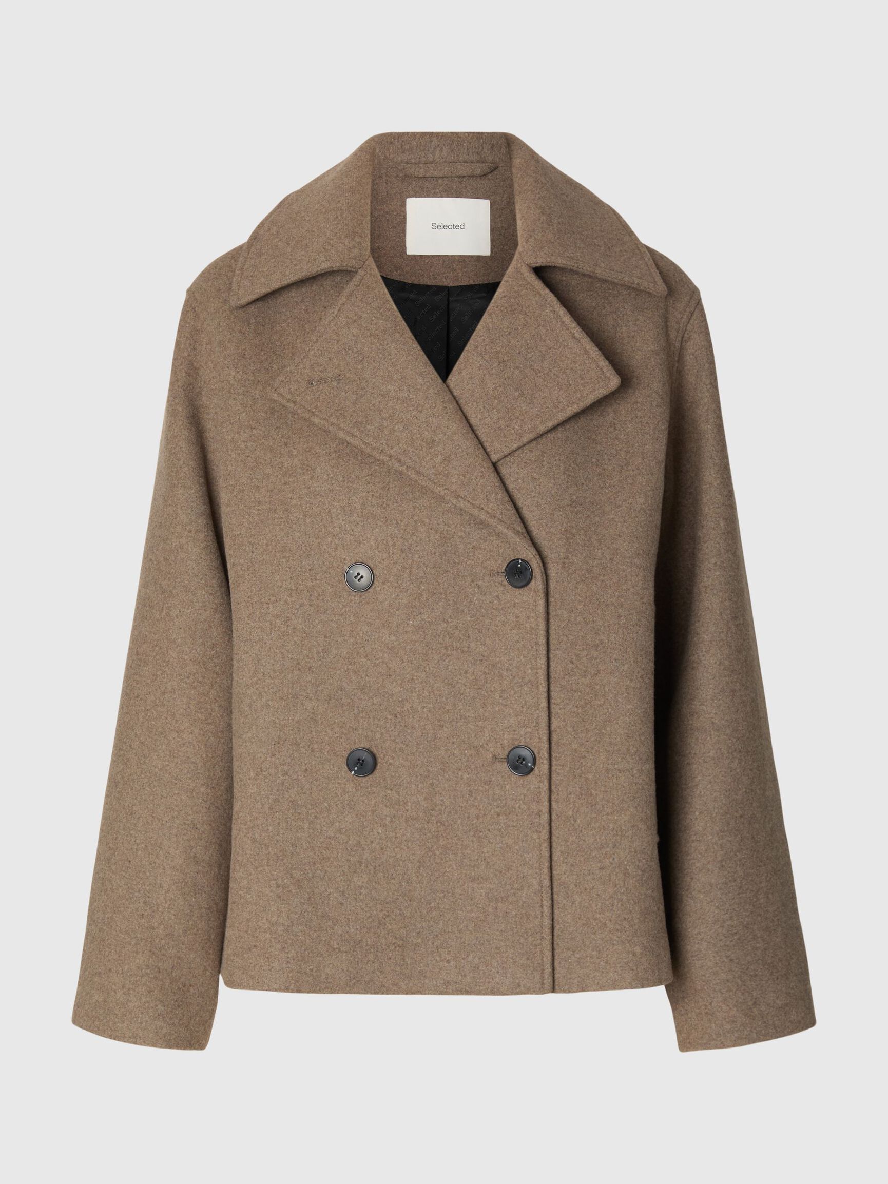 WOOL BLEND DOUBLE-BREASTED JACKET, Fallen Rock, highres