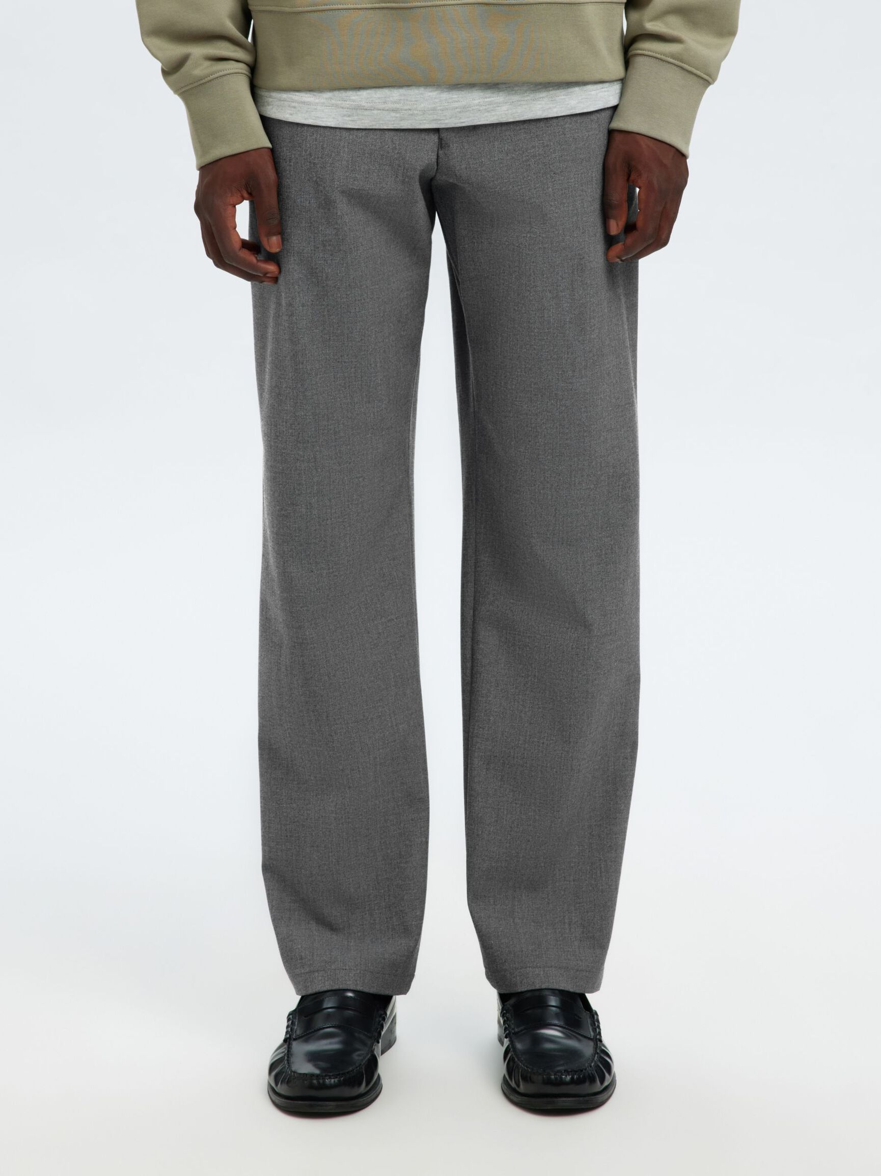 196 COUPE DROITE PANTALON, Grey Melange, highres