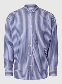 BANDED COLLAR SHIRT, Navy Blazer, highres