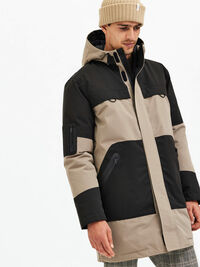 TWEEKLEURIGE GEWATTEERDE JAS, Black, highres