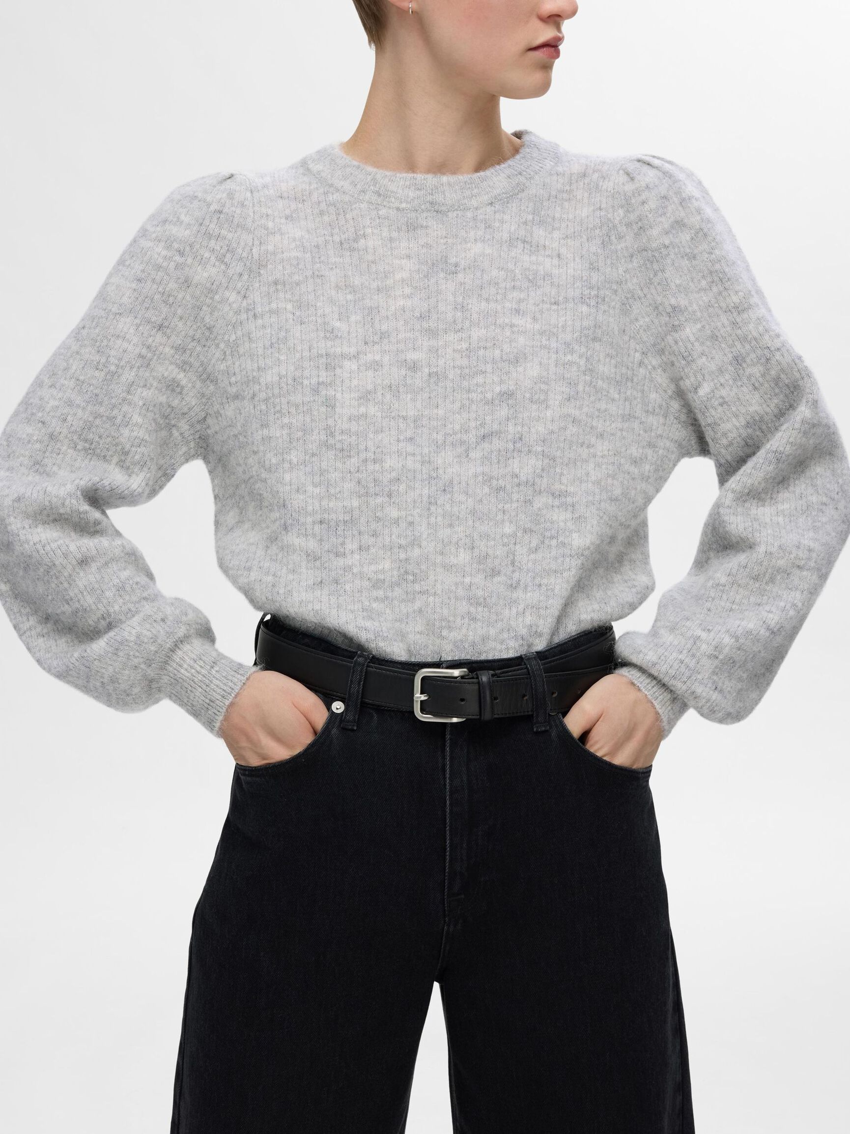 WOLLGEMISCH STRICKPULLOVER, Light Grey Melange, highres