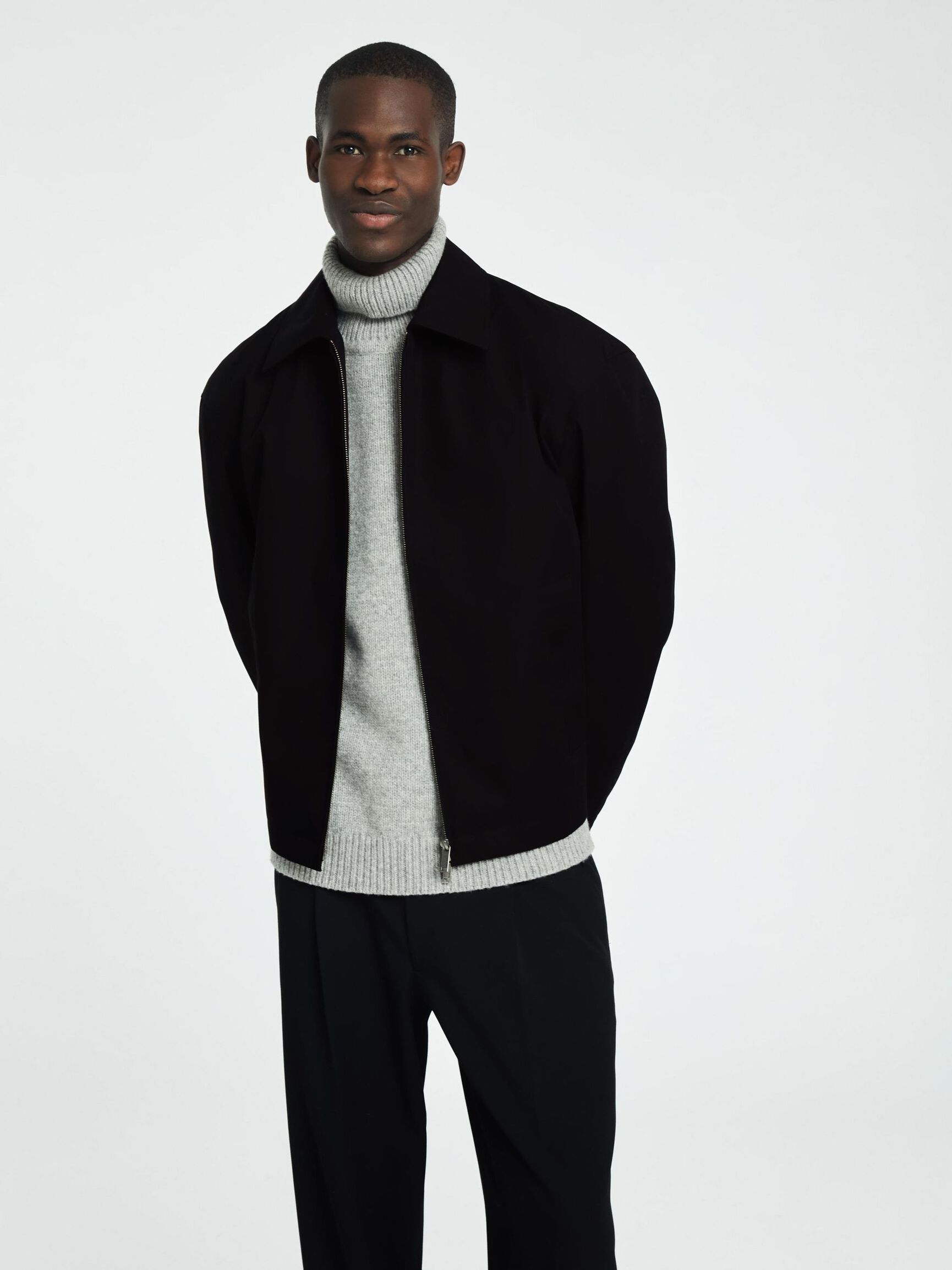 WATER REPELLENT SHORT JACKET, Black, highres