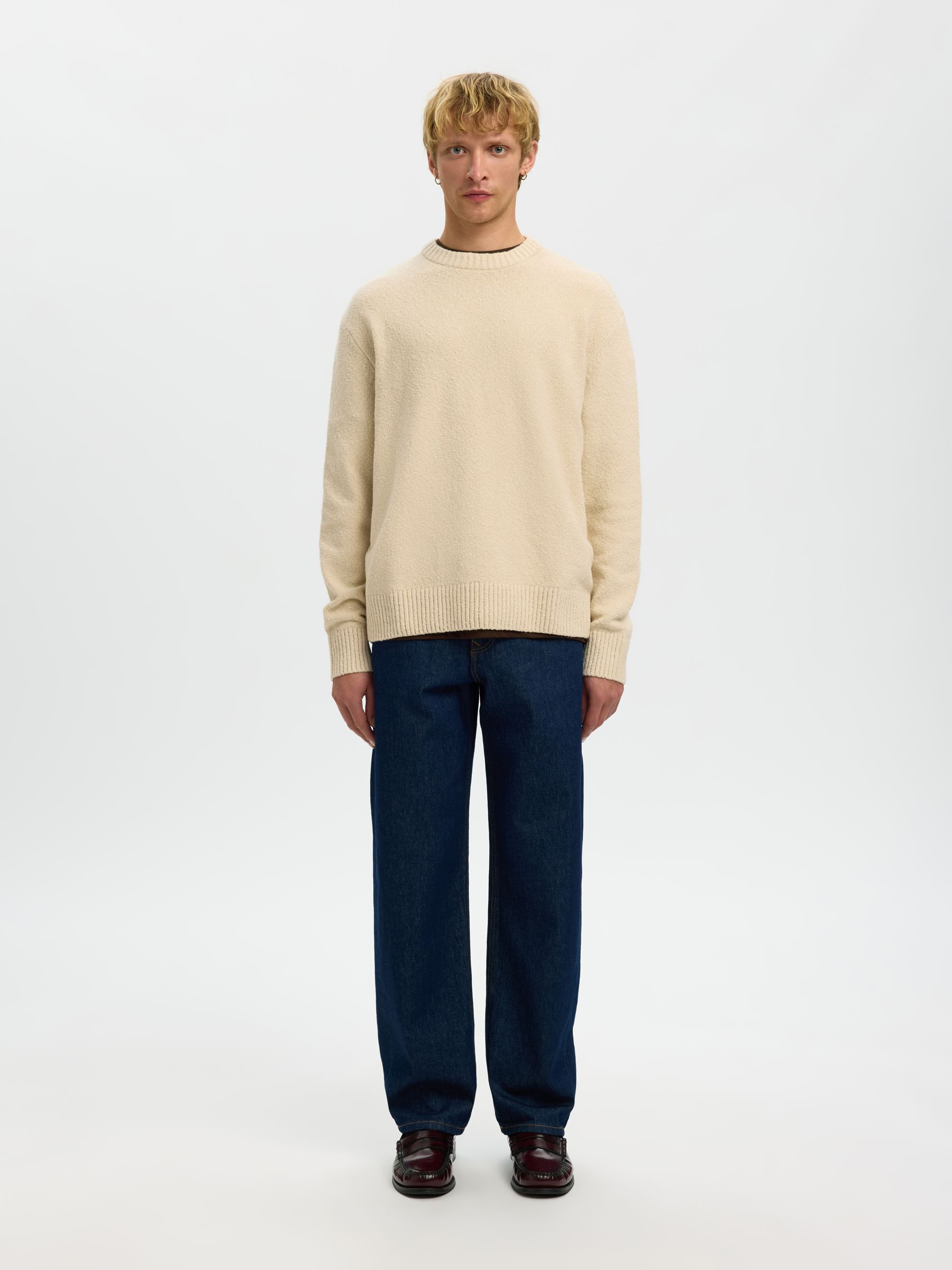 RELAXED FIT  KNITTED PULLOVER, Oatmeal, highres