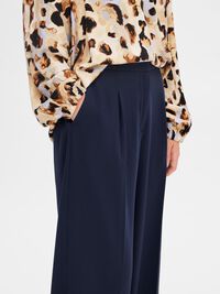 WOVEN WIDE-LEG TROUSERS, Dark Sapphire, highres