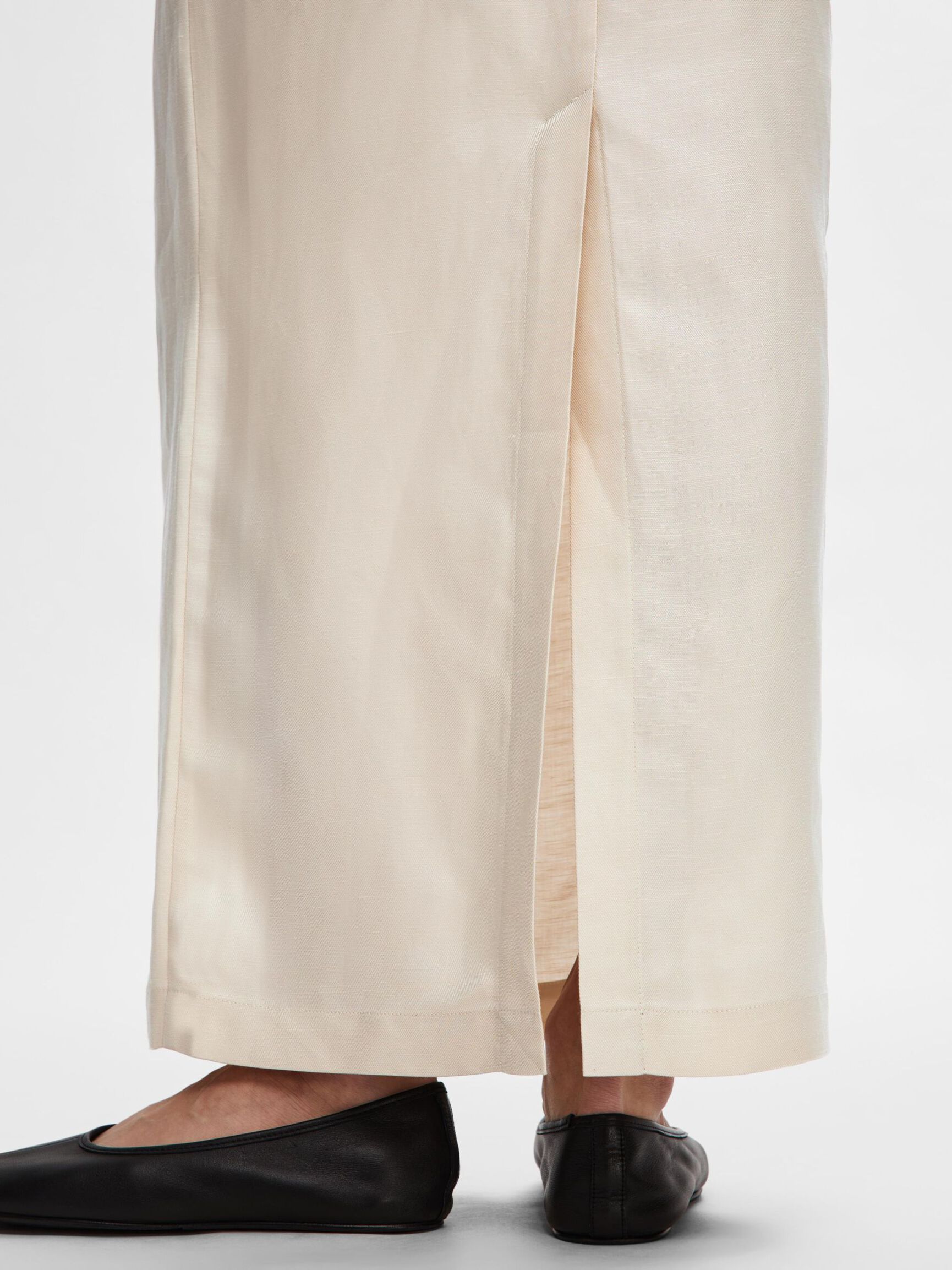 LINEN BLEND MAXI SKIRT, Sandshell, highres