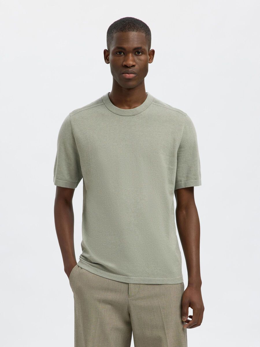 Selected 100% COTTON KNITTED TOP, Iceberg Green, highres - 16098946_IcebergGreen_003.jpg