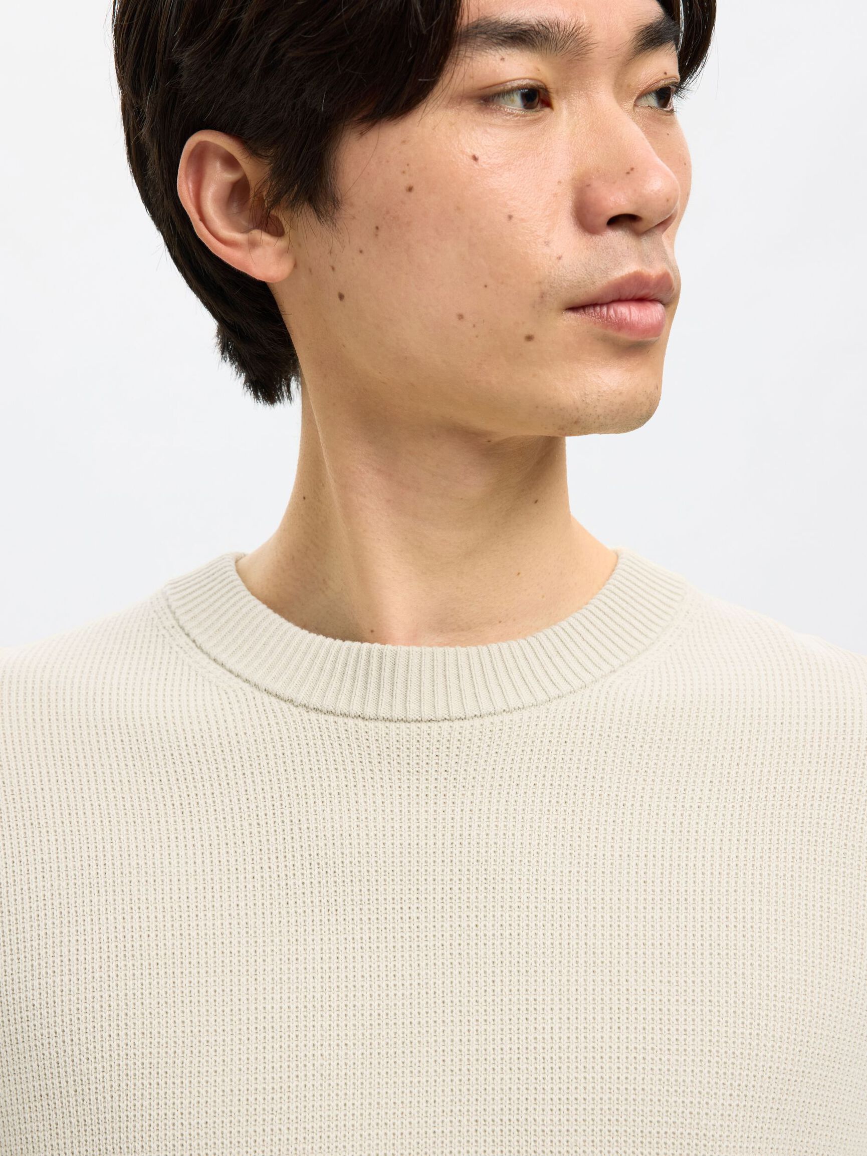 RONDE HALS SWEATER, Oatmeal, highres