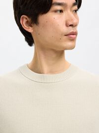 RONDE HALS SWEATER, Oatmeal, highres