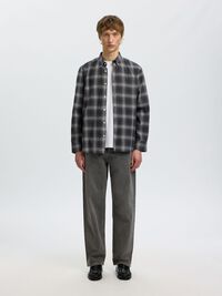 COTTON LONG SLEEVED SHIRT, Dark Grey Melange, highres