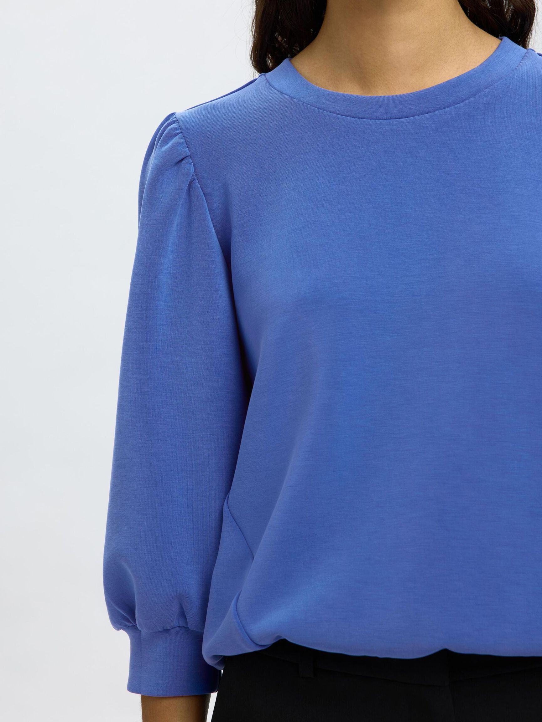 PUFF SLEEVE SWEATSHIRT, Dazzling Blue, highres