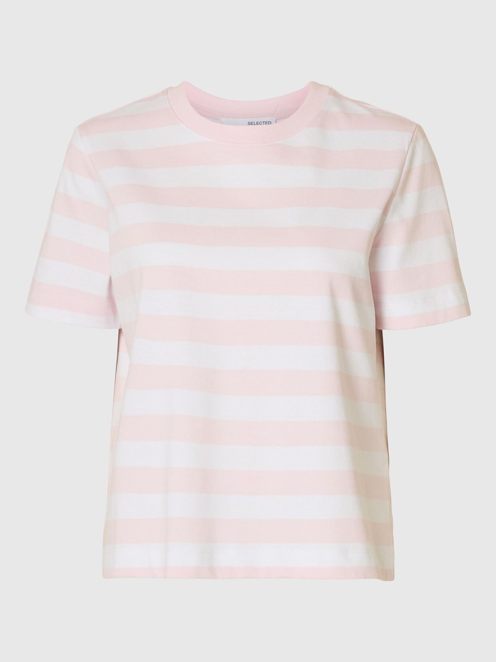 STRIPED BOXY FIT T-SHIRT, Cradle Pink, highres