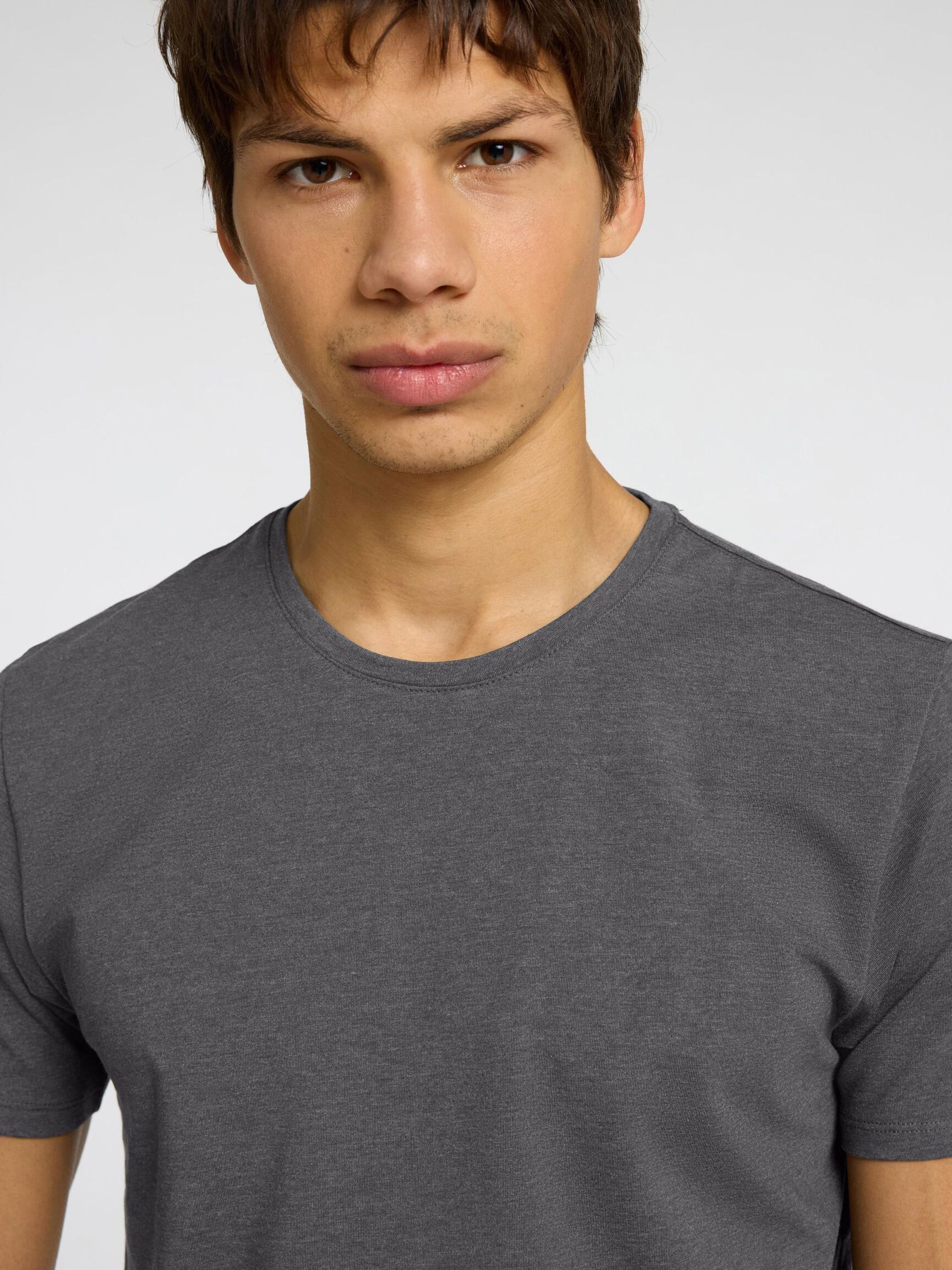 3-PACK COTTON T-SHIRT, Medium Grey Melange, highres