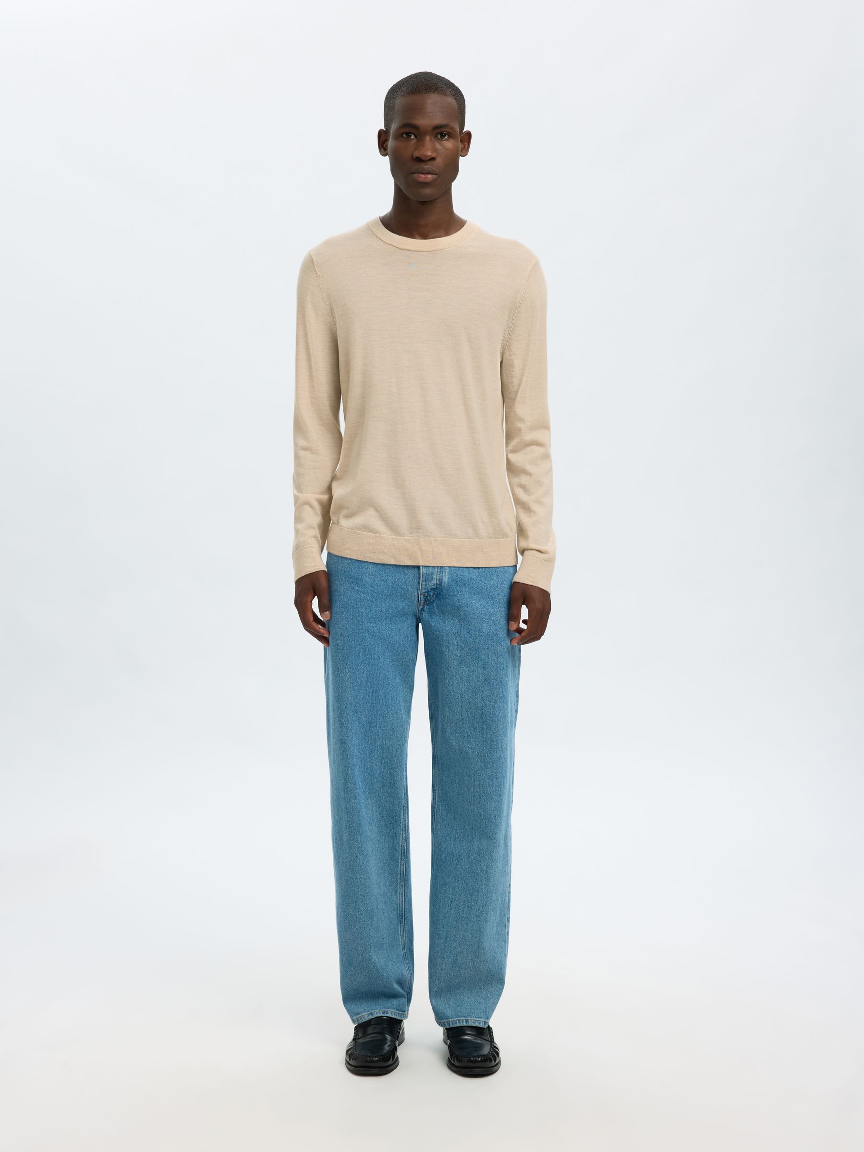 100 % LAINE MÉRINOS PULLOVER, Oatmeal, highres