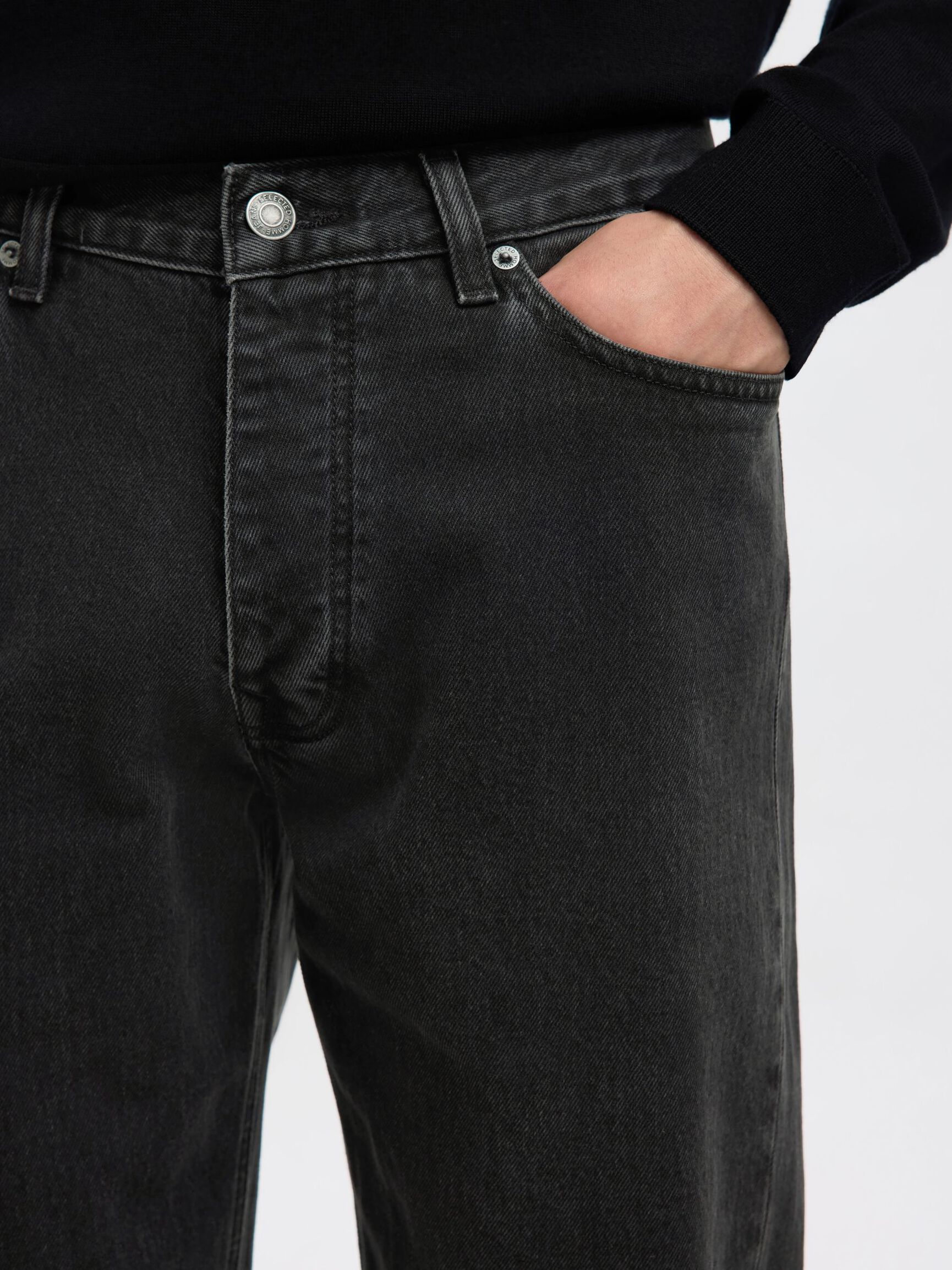 196 STRAIGHT FIT JEANS, Black Denim, highres