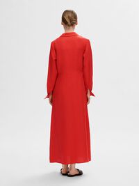 LEINENMIX MAXI BLUSENKLEID, Flame Scarlet, highres