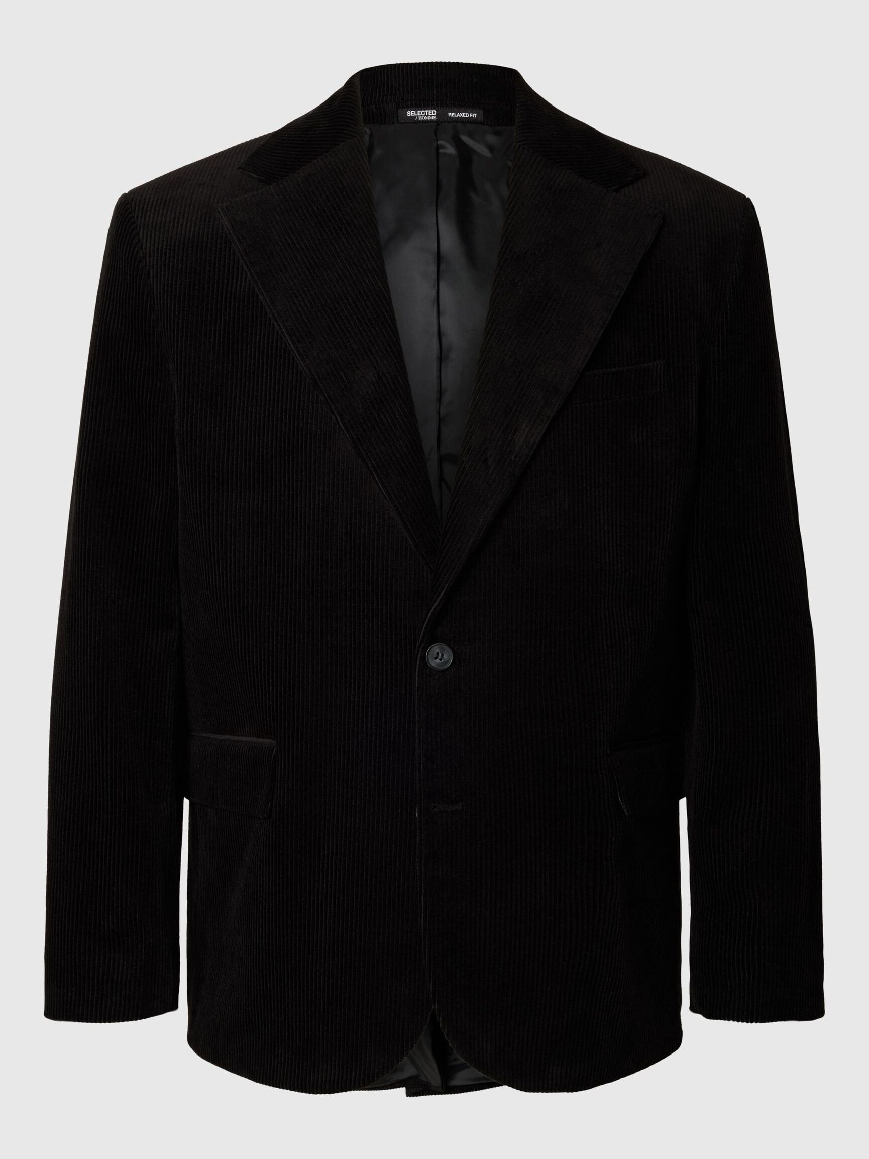 RELAXED FIT CORD BLAZER, Black, highres