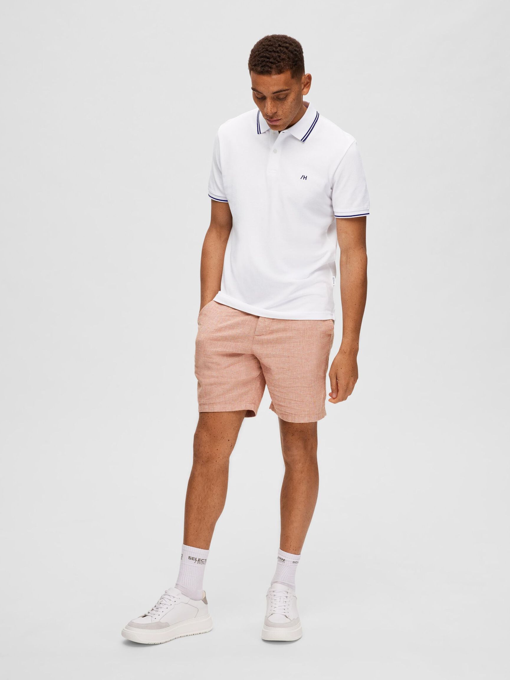 SHORT SLEEVED POLO SHIRT, Bright White, highres