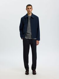 WOOL BLEND TAPERED TROUSERS, Dark Navy, highres