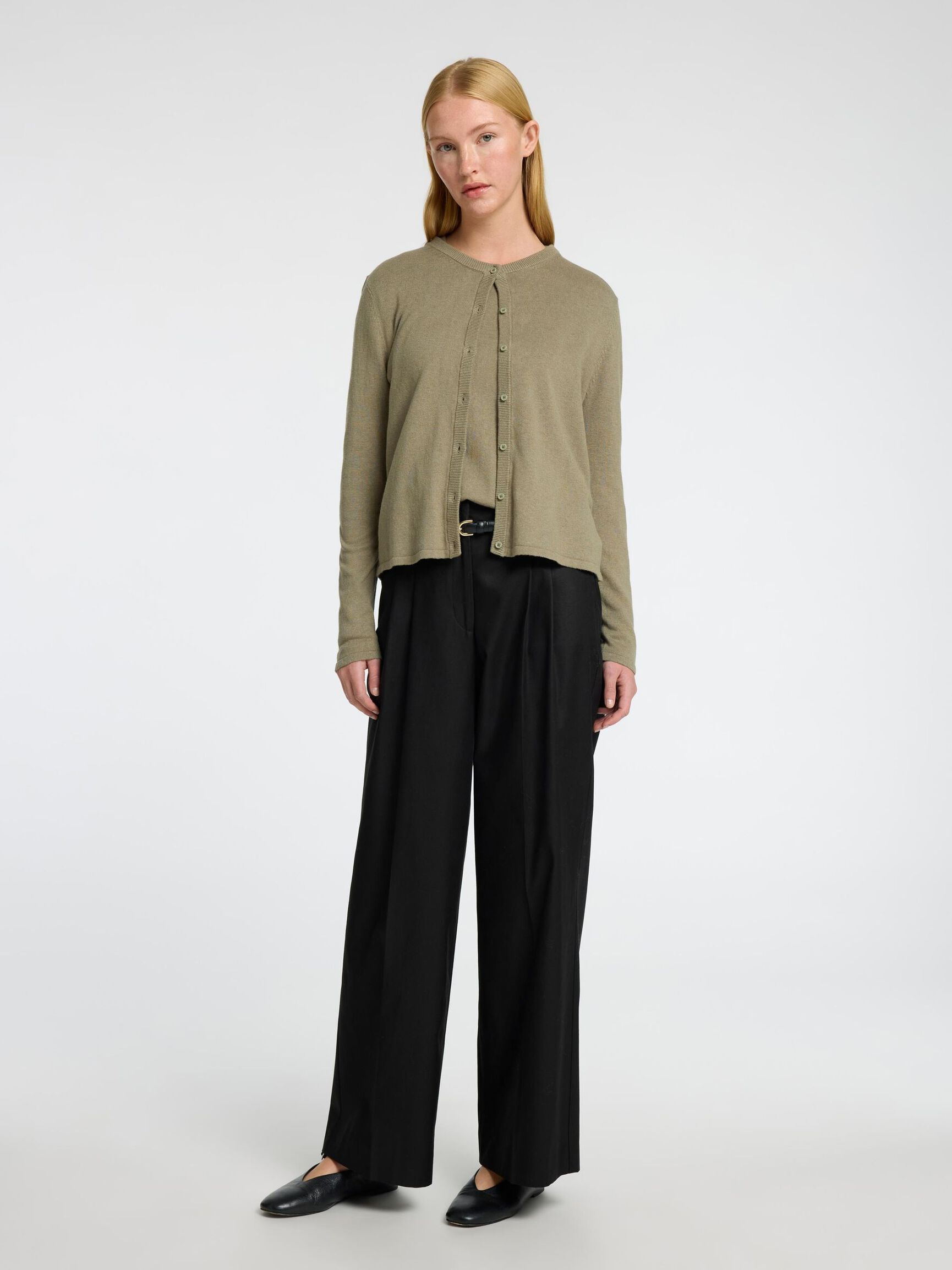 LINNENMIX GEBREID VEST, Vetiver, highres
