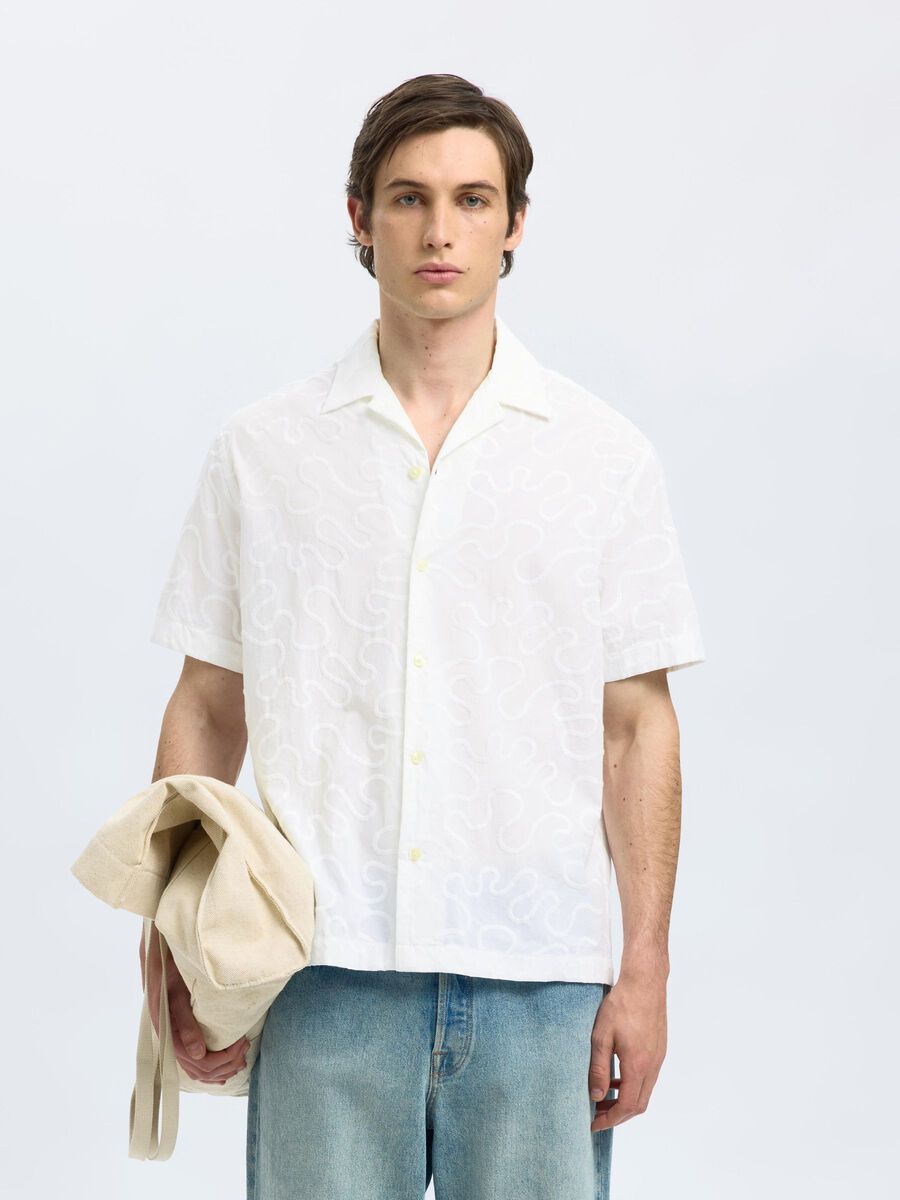 Selected EMBROIDERED SHORT SLEEVED SHIRT, Bright White, highres - 16097689_BrightWhite_003.jpg