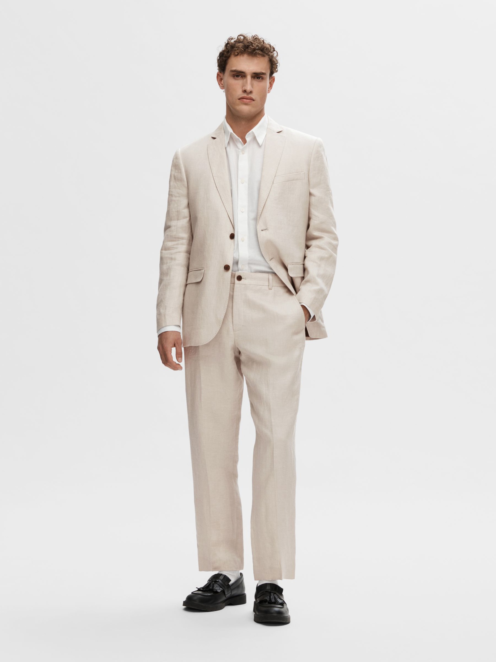 100% LINNEN PANTALON, Sand, highres