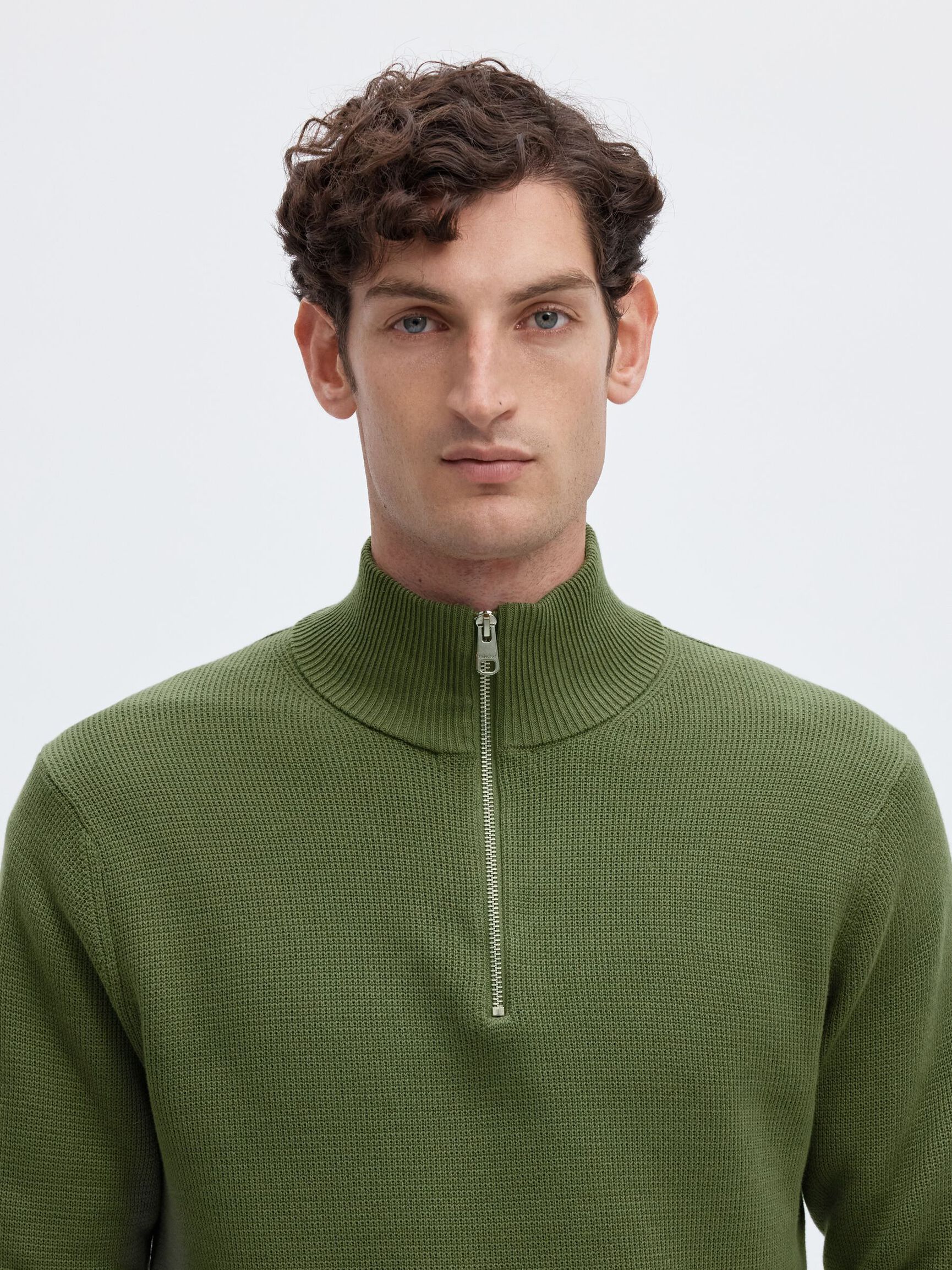 HALF-ZIP JUMPER, Olivine, highres