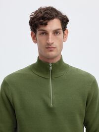 HALF-ZIP JUMPER, Olivine, highres