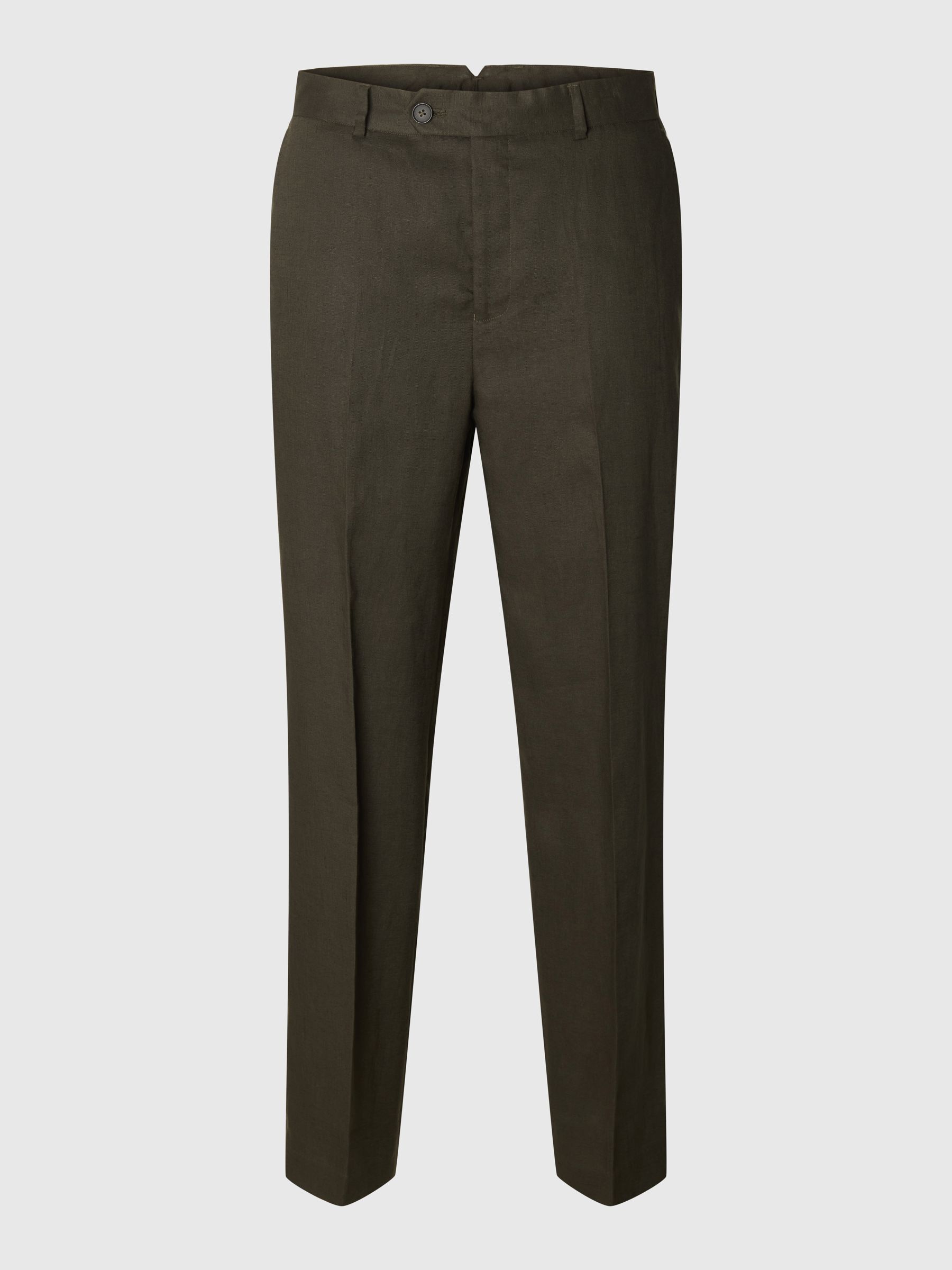 REGULAR FIT LEINEN HOSE, Peat, highres
