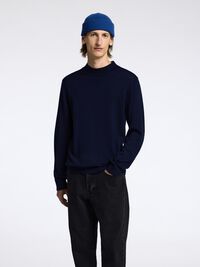 100% MERINOULL TRÖJA MED FUSKKRAGE, Navy Blazer, highres