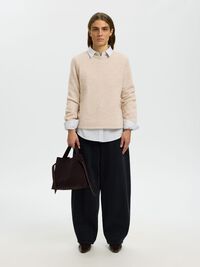 WOOL BLEND KNITTED PULLOVER, Birch, highres