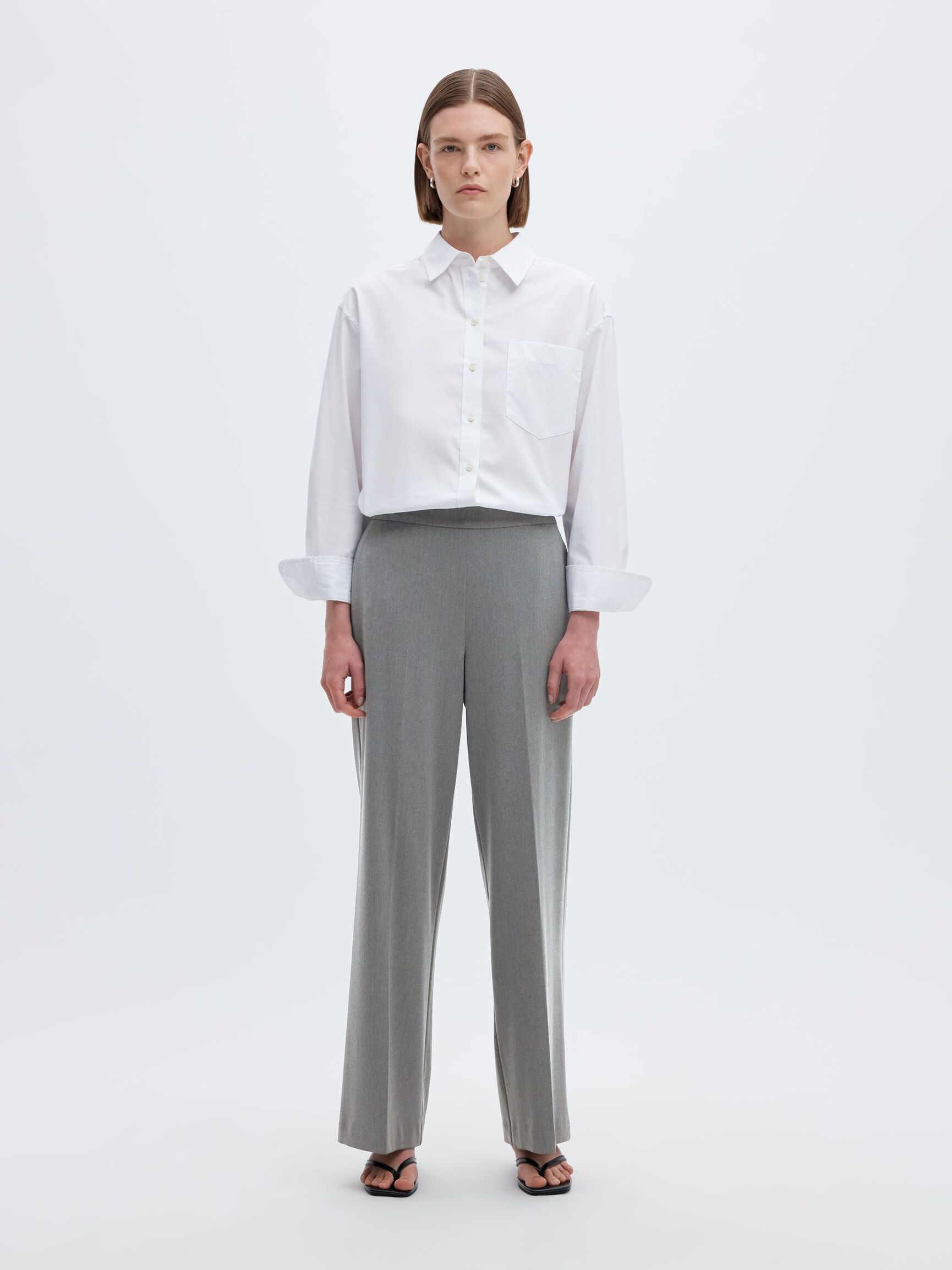 WIDE FIT TROUSERS, Medium Grey Melange, highres