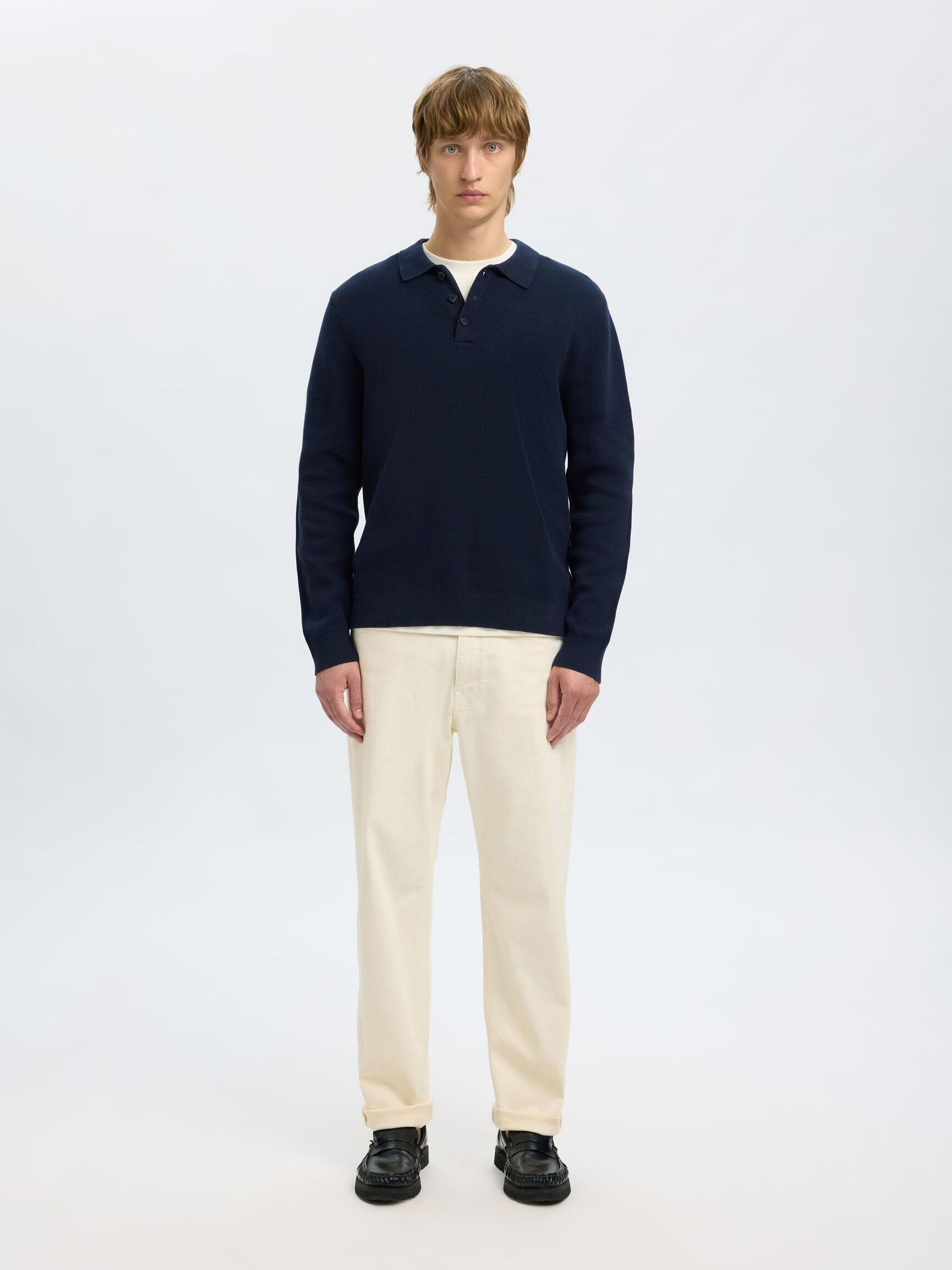 STRUKTURERET BOMULD POLO, Sky Captain, highres