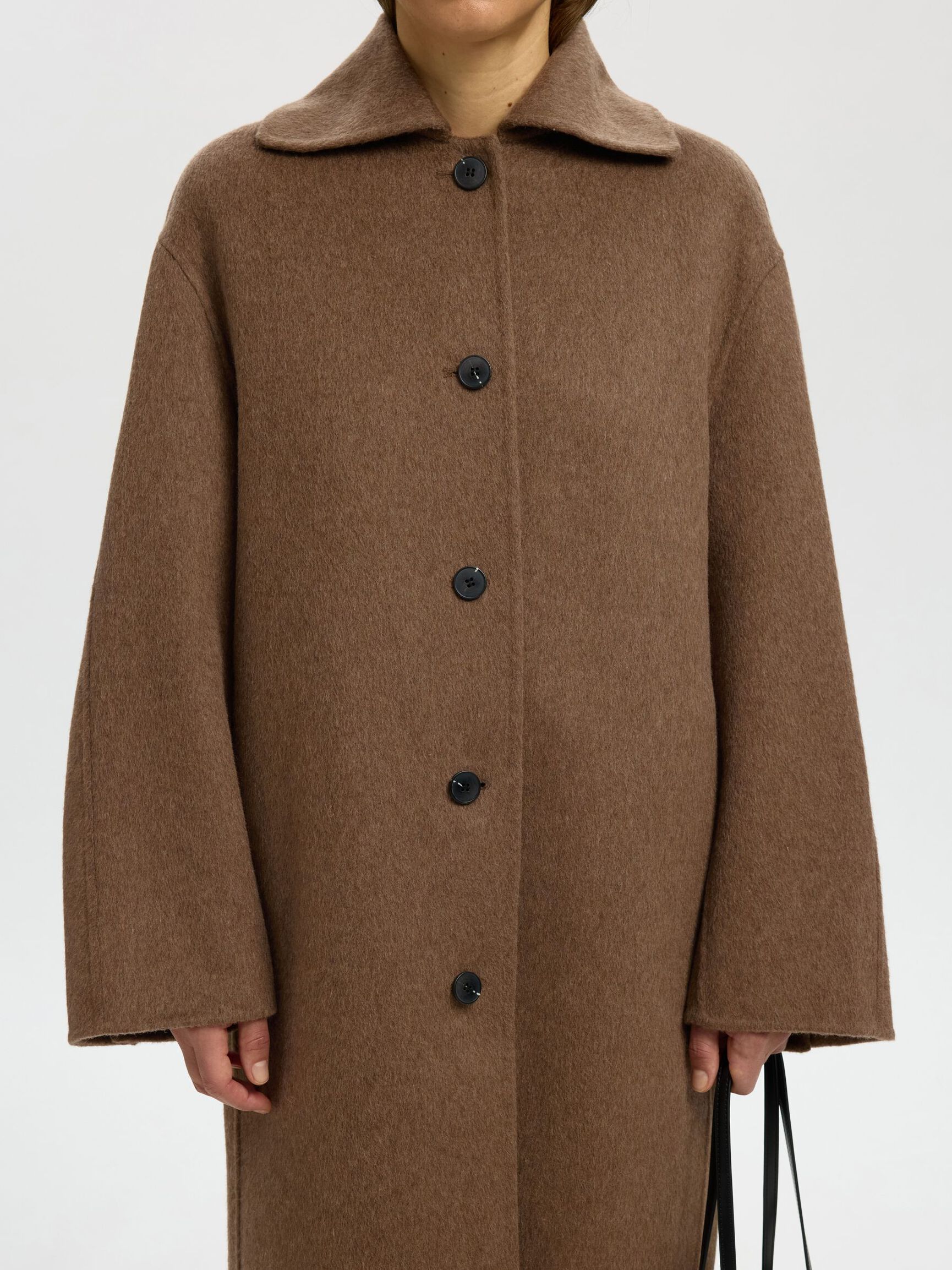 WOOL BLEND COAT, Chocolate Chip, highres