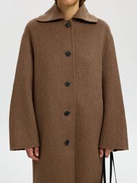 WOOL BLEND COAT, Chocolate Chip, highres
