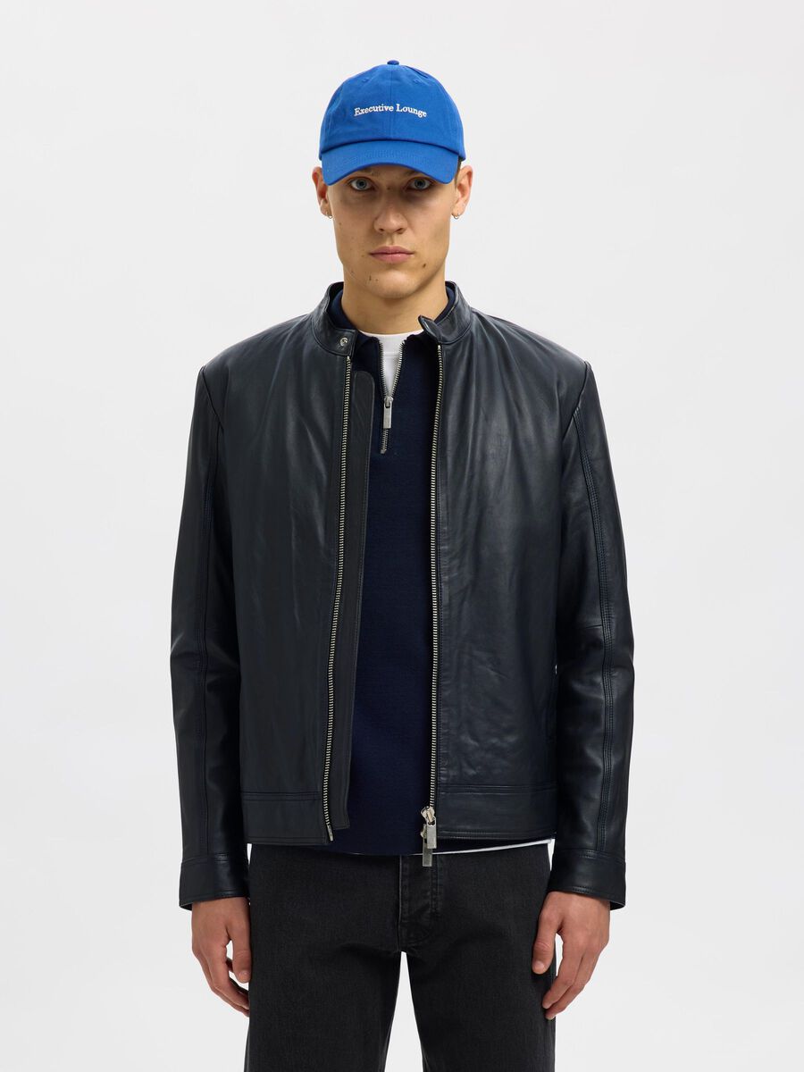 Selected CLASSIC LEATHER JACKET, Black, highres - 16085745_Black_003.jpg