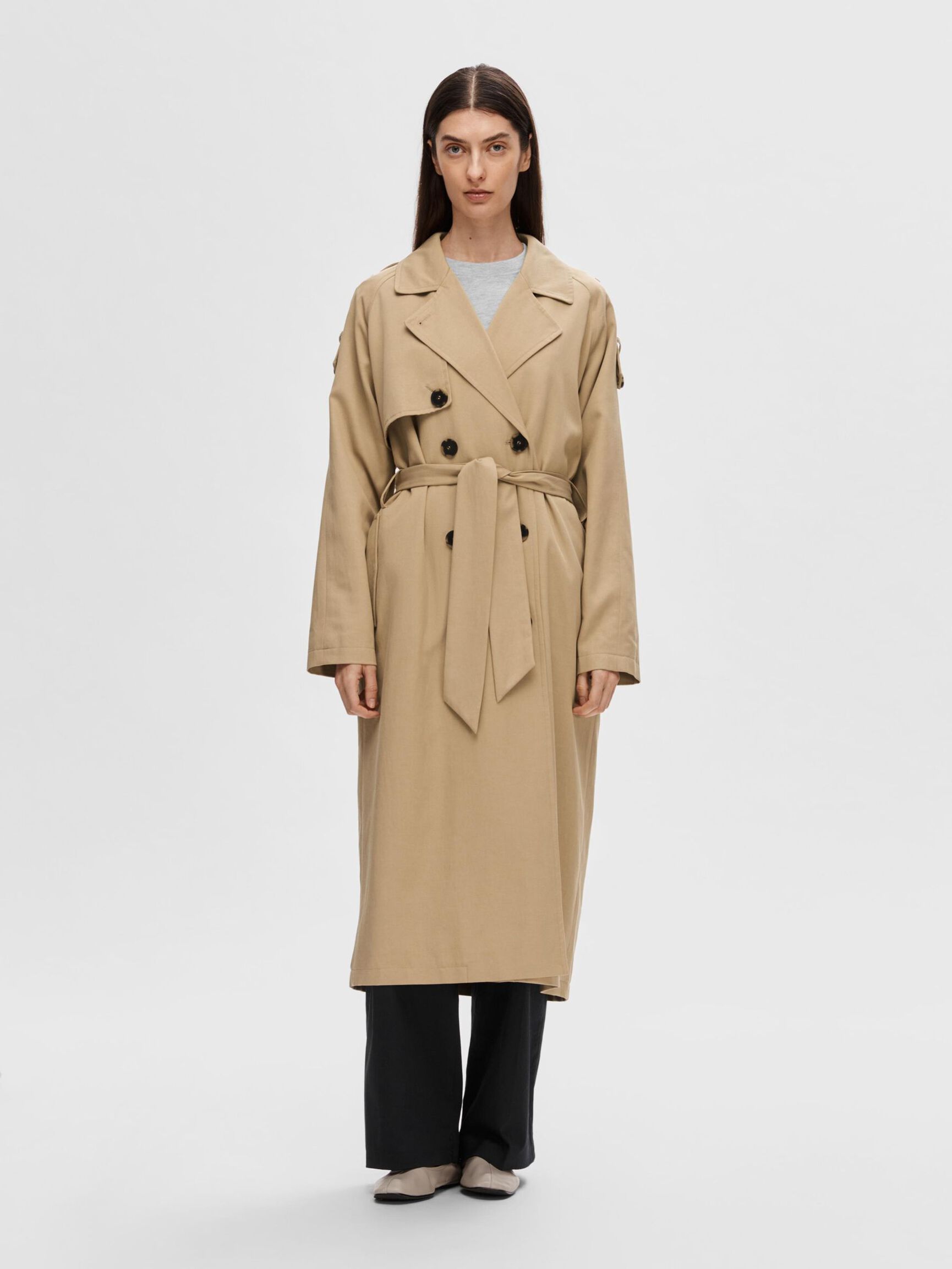 DOUBLE BREASTED TRENCHCOAT, Cornstalk, highres