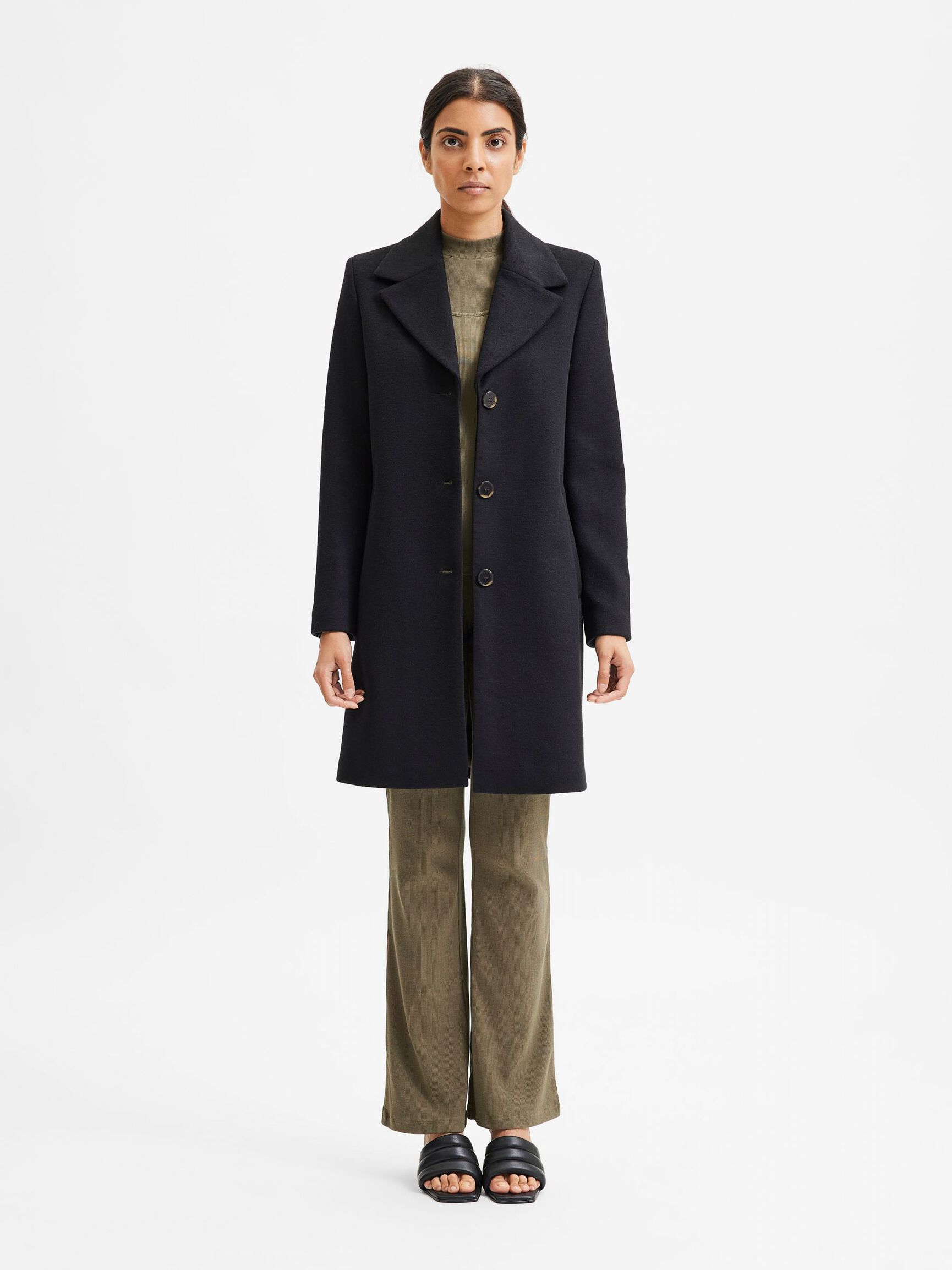 SINGLE-BREASTED COAT, Black, highres