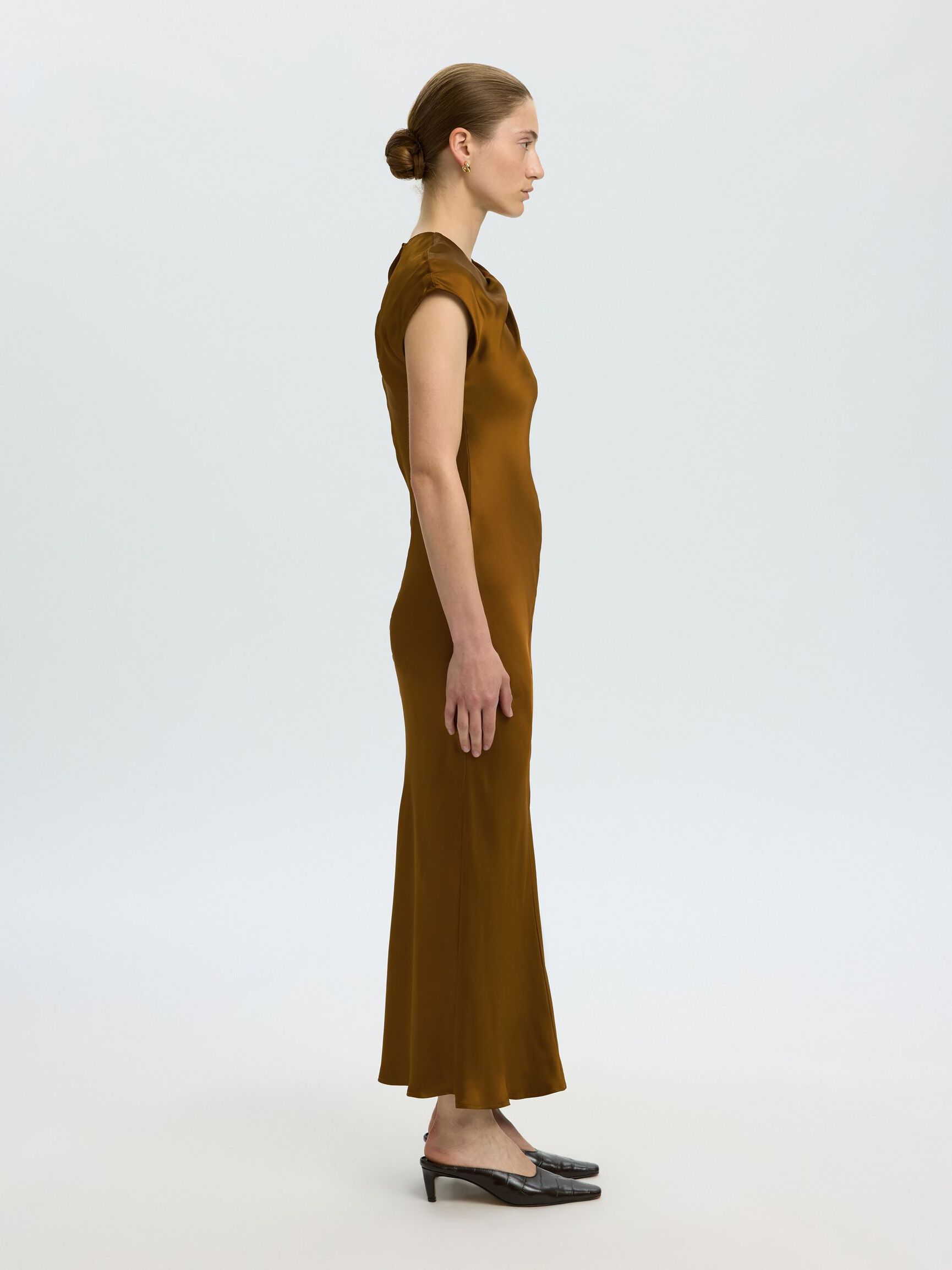 SATIN MAXI DRESS, Monks Robe, highres