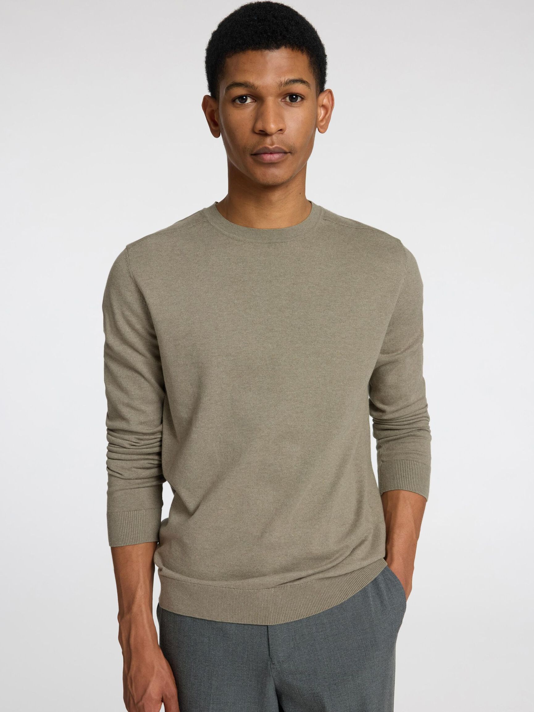 LONG-SLEEVED KNITTED JUMPER, Vetiver, highres