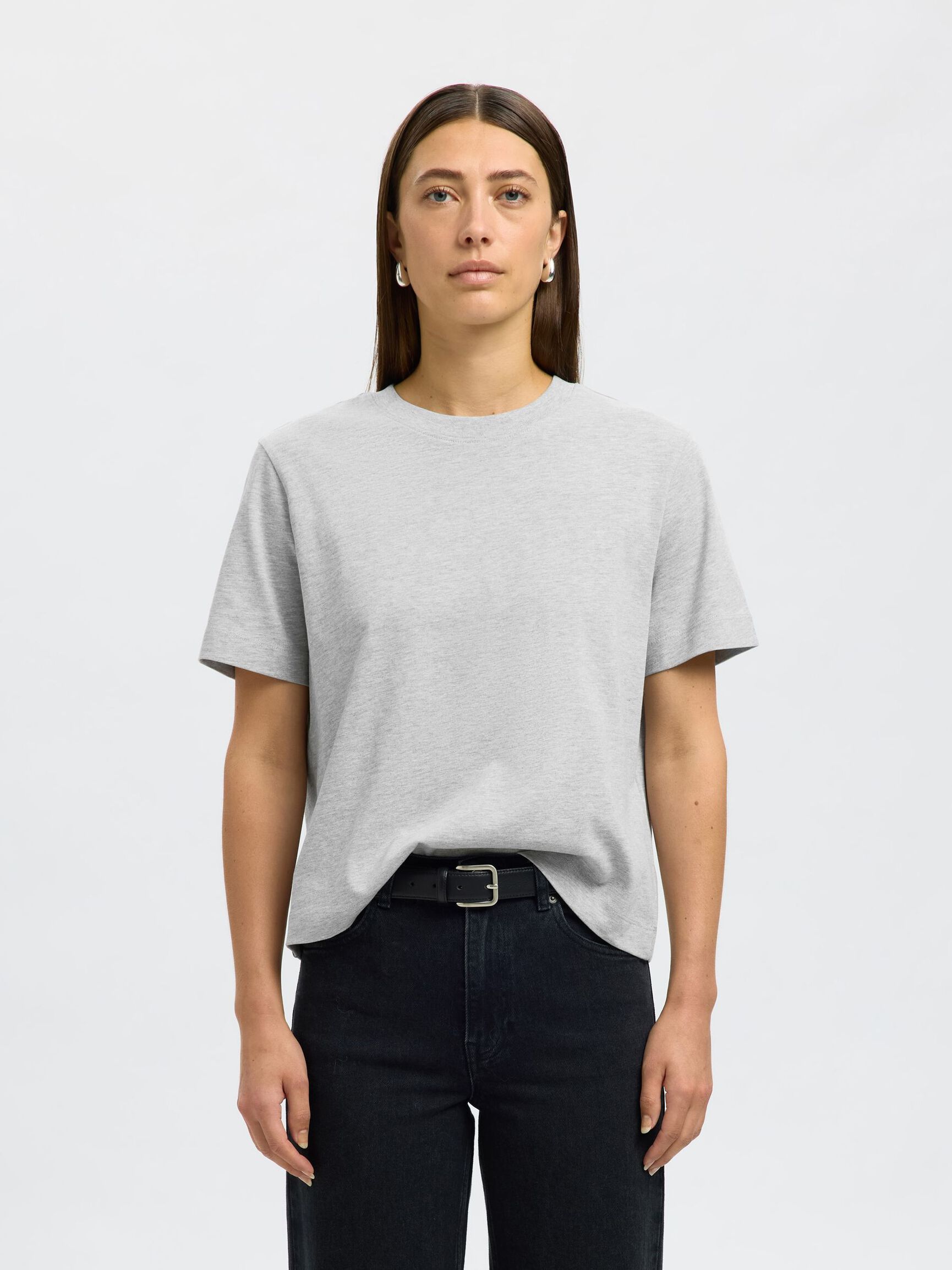 BOXY T-SHIRT, Light Grey Melange, highres