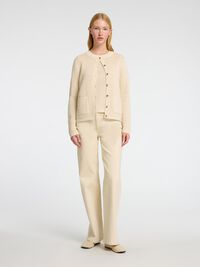 100% BOMULD STRIKKET CARDIGAN, Birch, highres