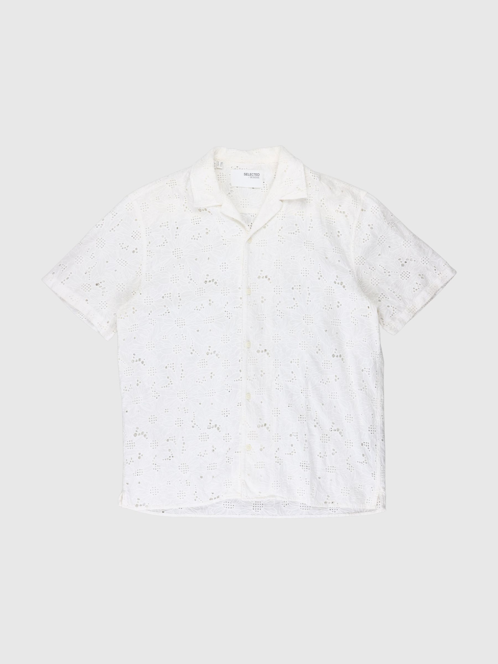 BRODERIE ANGLAISE KURZARMHEMD, Bright White, highres