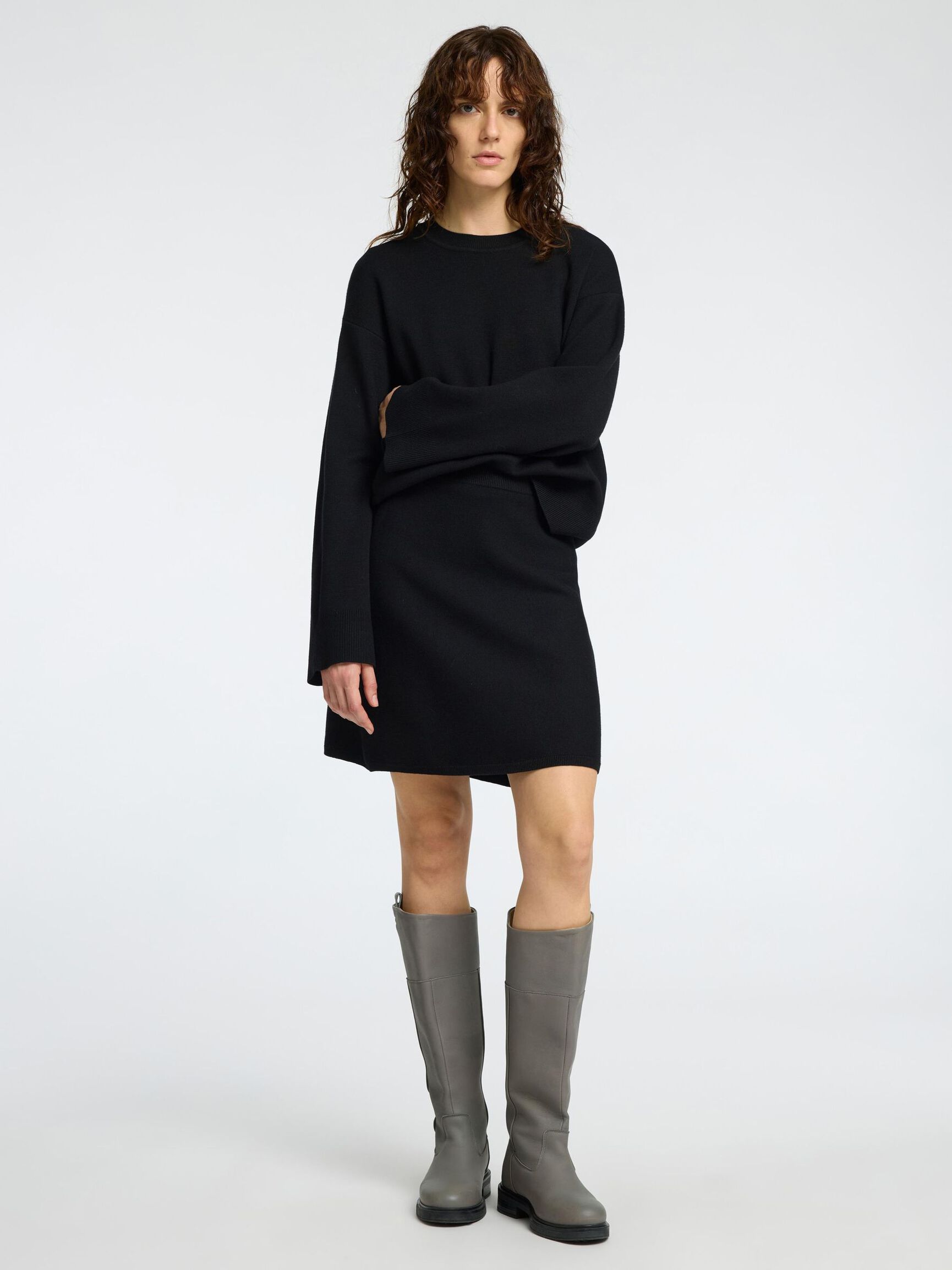 VISKOSEMIX STRICK MINIROCK, Black, highres