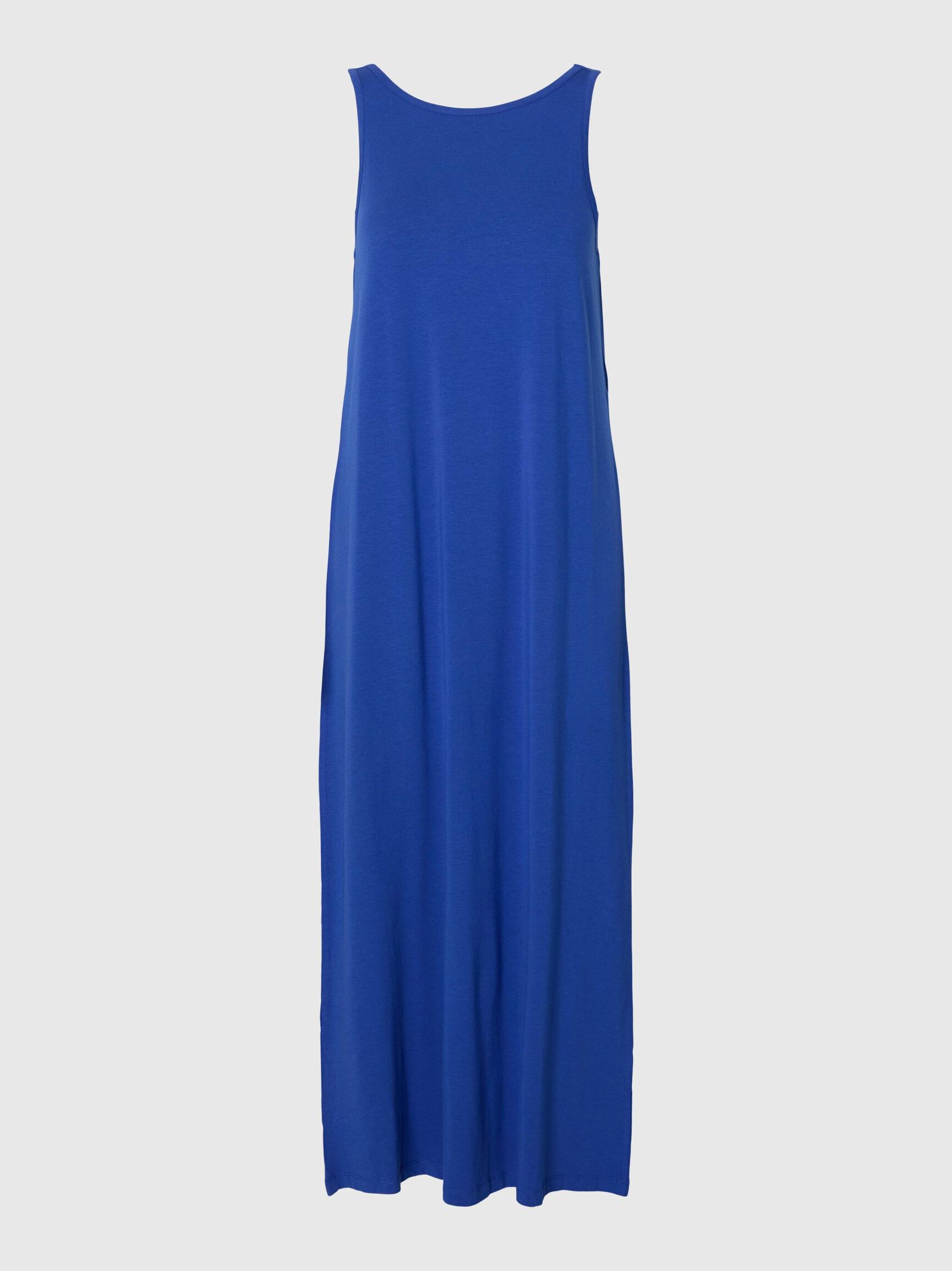 ÄRMELLOSES BAUMWOLLMIX MAXIKLEID, Dazzling Blue, highres
