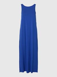 ÄRMELLOSES BAUMWOLLMIX MAXIKLEID, Dazzling Blue, highres