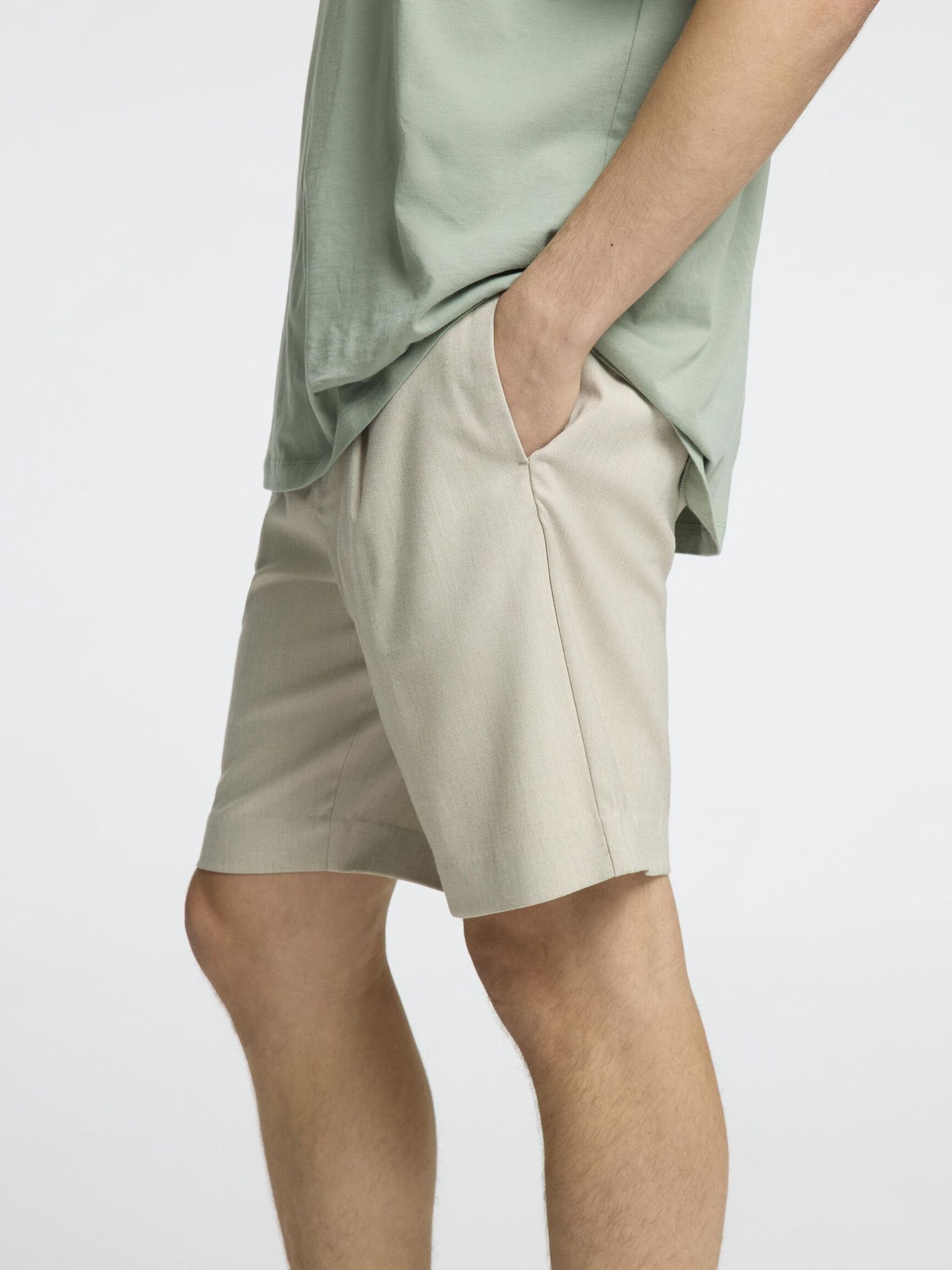 DRAWSTRING SHORTS, Light Sand Melange, highres