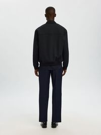 WOOL BLEND BOMBER JACKET, Black, highres