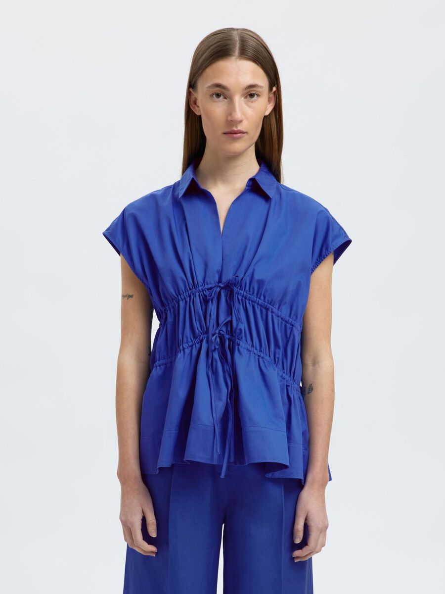 Selected VORN GEBUNDENES TOP MIT V-AUSSCHNITT, Dazzling Blue, highres - 16097800_DazzlingBlue_003.jpg