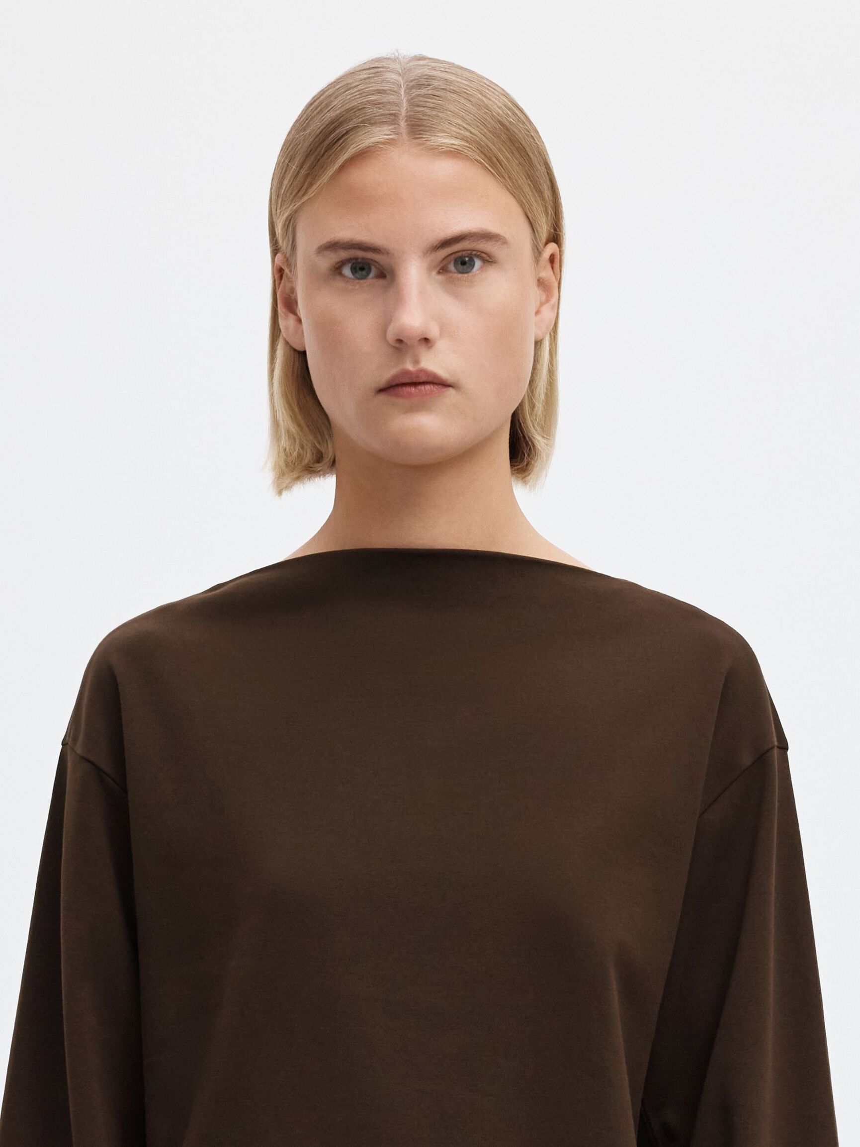 BOAT NECK COTTON LONG-SLEEVED T-SHIRT, Delicioso, highres