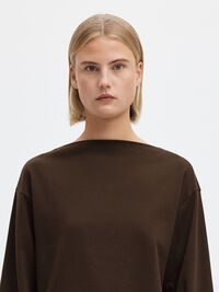BOAT NECK COTTON LONG-SLEEVED T-SHIRT, Delicioso, highres